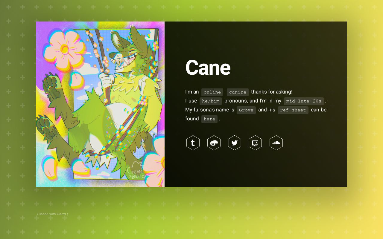 Carrd profile picture for @cane